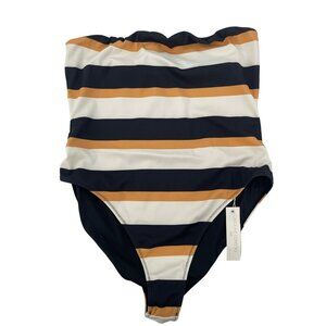Caroline Constas XL Striped Priya Strapless Swimsuit One Piece Bathing Suit NWT